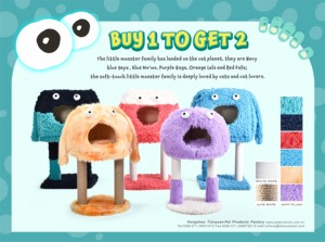 Xu hướng màu sắc tươi sáng vui câm Quái Vật 4 cách sử dụng ấm áp mèo hang giường sisal tự nhiên mèo Scratch Tree Tower - Product Image 2