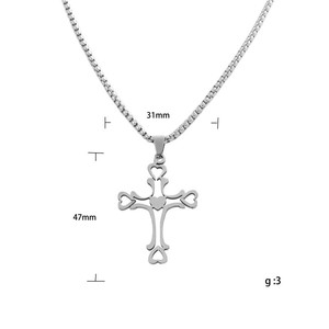 Stainless Steel <b>Cross</b> Pendant Necklace Men Heart Shape Geometric Design 120183 - Product Image 4