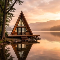 Casa de Jardín Triangular Ecológica y Elegante, Estructura Integrada de Madera y Acero, Lujosa Cabaña Glamping, Suministro Confiable de Fábrica