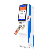 Terminal de paiement en libre-service Usingwin 23,6 pouces 4K à écran tactile incurvé en métal et verre sur pied, avec fonction SDK Intel Core i5