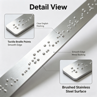 Bande Braille en Acier Inoxydable Personnalisée Version Anglaise Étiquette Braille Tactile à Points en Relief Panneaux d'Affichage Métalliques Braille
