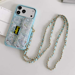 Funda de Lujo de Cuero Tipo Cartera Cruzada con Cordón para <span class=keywords><strong>iPhone</strong></span> 13 14 15 16 17 Pro Max, Soporte para Tarjetas y Cadena - Product Image 4