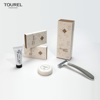 Kit de Afeitado Dental Desechable en Caja Blanca Impermeable con Recubrimiento de Aceite, Logotipo OEM, Set de Amenidades de Lujo para Hoteles, Artículos de Baño para Huéspedes de Hotel