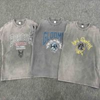 Camiseta Lisa de Cuello Redondo para Hombre, Estilo Vintage, Lavado Ácido, de Alta Calidad, para Venta al Por Mayor