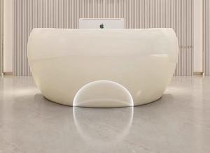 Curved bar Custom Fiberglass Creative Cashier Company Front Desk Beauty Salon <b>Paint</b> Special-shaped Service Reception Desk - Product Image 2