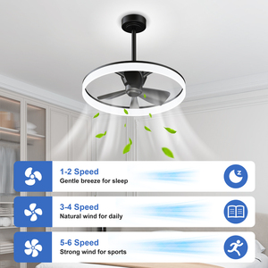 23.6'' Black Frame Ceiling Fan <b>Light</b> Summer‑Winter Reversible Airflow 1‑2H <b>Timer</b> Memory 10‑100% Brightness Adjustable Fandelier - Product Image 5