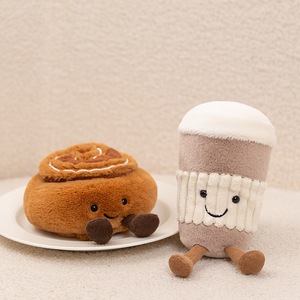 Seri Boneka Makanan Teh Sore yang Menyenangkan Burger Kopi Cinnamon Roll Boneka Plush Pendek Isi Kapas PP 31-50cm Grosir untuk Remaja - Product Image 3