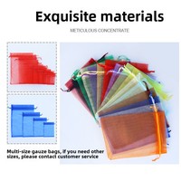 Petit Pochon à Dragées de Mariage en Organza Uni avec Cordon de Serrage en Maille Transparente, Multiples Tailles pour Emballage Cadeau ou Échantillons