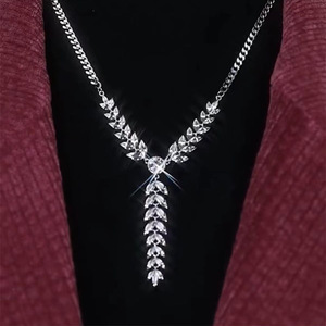 Frangia di grano collana per le donne in acciaio al titanio non sbiadisce la moda catenaria ciondolo catena clavicola - Product Image 3