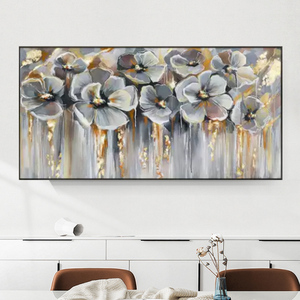 Images cadres mur art paysage peintures murales <span class=keywords><strong>fleurs</strong></span> cadre mural peinture par numéros toile art noir huile peintures à la main - Product Image 2