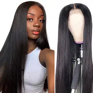 Wig Renda Swiss Rambut Kamboja Mentah Kualitas Tinggi untuk Wanita Hitam 100% Wig Rambut Manusia Selaras Renda Depan Kutikula Brasil