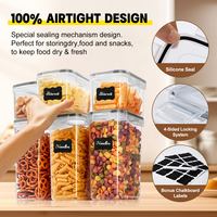 Ensemble de 6 contenants de stockage alimentaire empilables en plastique hermétiques avec couvercles, organisation du garde-manger, sans BPA, céréales, farine