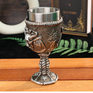 Inicio Bar Fiesta Nuevo Medieval 3D <span class=keywords><strong>Muerte</strong></span> Calavera Escultura Gafas Acero inoxidable Macabro Halloween Esqueletos Forma Copa - Product Image 5