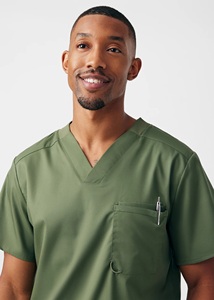 Uniforme Médico para Hombre, Color Verde Cazador, Cuello en V, Alta Calidad, Elástico en 2 Direcciones, Uniforme de Enfermería para Hospital - Product Image 2