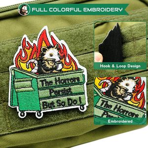 The Horrors Persist But So Do I Patch Embroidered Trash Can Shape Funny Animal <b>Applique</b> For Bags - Product Image 5