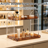 Support de rangement double couche en acrylique avec colonne latérale en métal en forme d'arc, personnalisation et livraison rapide, directement de l'usine
