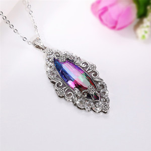 Collana con ciondolo in pietra sfumata a forma di oliva per donna, modello cavo, elegante, gioiello alla moda, regalo - Product Image 3