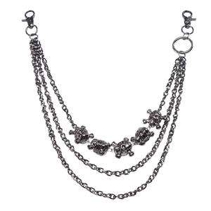 Cadena de cintura estilo Hip Hop Punk Metal para mujer, diseño de calavera, doble anillo, plata tibetana, accesorio decorativo informal para jeans de mezclilla. - Product Image 5