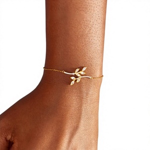 <b>Women</b>’s S925 <b>Sterling</b> <b>Silver</b> Leaf Branch <b>Bracelet</b>, Rose Gold Plated Adjustable Chain with Zircon Charms Jewelry - Product Image 6