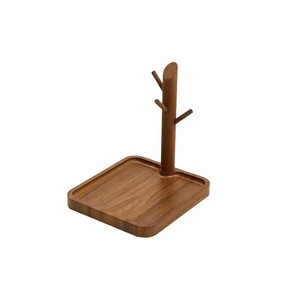 Porta Llaves Cuadrado de Madera Maciza Color Nogal, Diseño de Rama de Árbol, Tipo de Escritorio, Almacenamiento Minimalista - Product Image 1