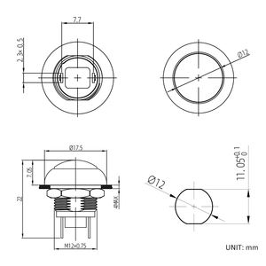 מתג רגעית 12 מ "מ סוג משוב קול ip68 לחצן איפוס כפתור HBDGQ12B-10/j/r/204 לשליטה ידנית - Product Image 4