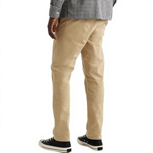 Pantalones Chinos de Sarga de Algodón Elástico Ajustados Color Caqui Personalizados al por Mayor para Hombre - Product Image 2