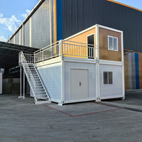 Villa de Luxe Modulaire en Conteneur avec Balcon et Toit en Pente, Magnifique et Confortable, 2 Chambres, Salle de Bain, Cuisine Équipée, Idéale pour Hôtel ou Centre Commercial