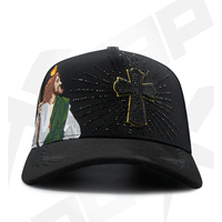 G5 Gorras Xcap Şapkalar 2026 Yeni Stil Siyah Haçlar İşlemeli Yapay Elmaslar Dantel Etnik 5 Panelli Ayarlanabilir Beyzbol Şapkası