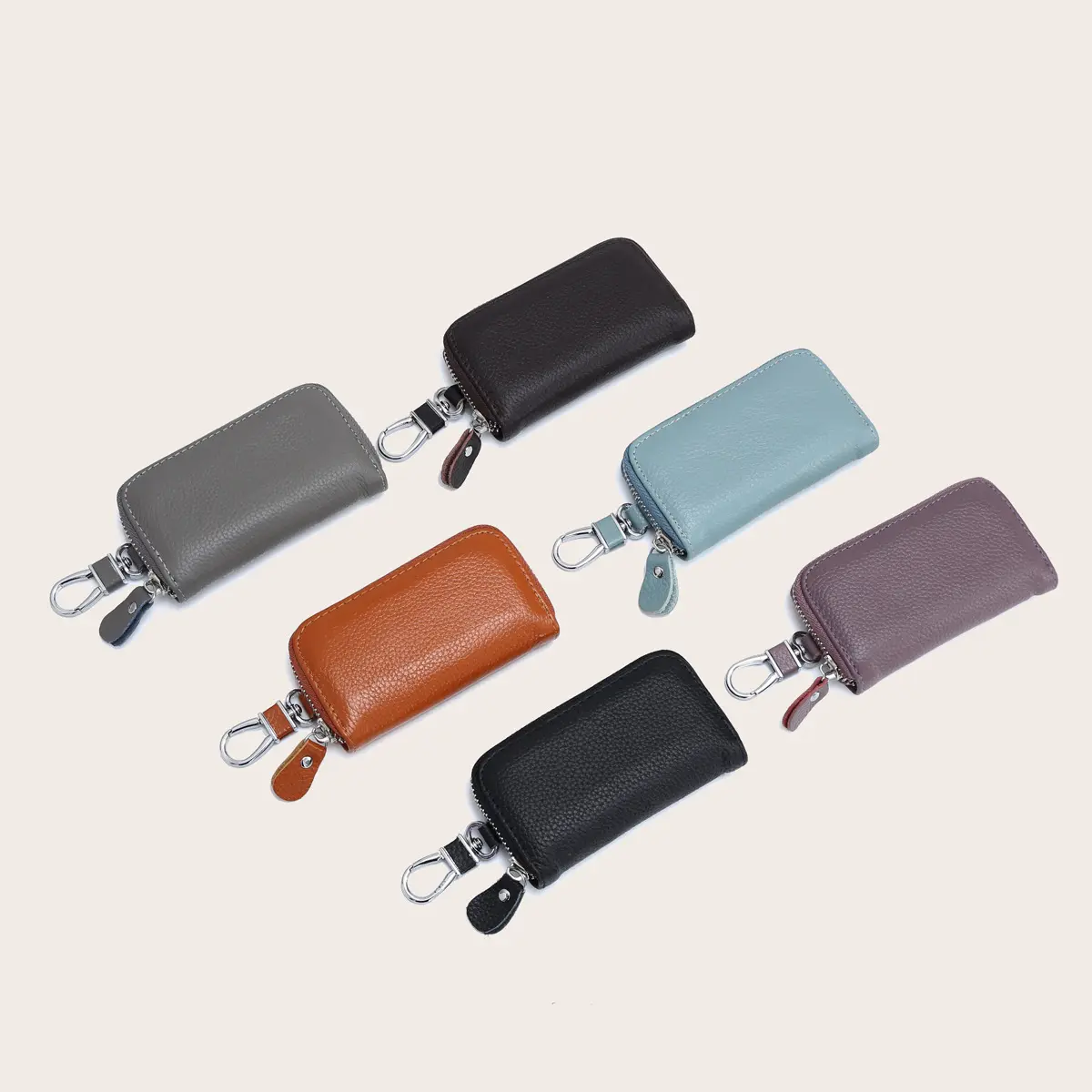 RU Car Key Bag Women's and Men's Card Bag Multi functional Leather Key Bag Protective Case