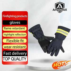 Guantes de Rescate Forestal Contra Incendios, de Cuero y Material Aramida, con Franja Reflectante, Puños Elásticos, Resistentes al Fuego - Product Image 1