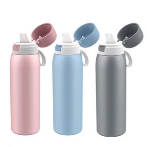 Outdoor Non-slip Warming Cold Thermos Carbon Fiber Insulated Vacuum Stainless Steel Sports <b>Filter</b> <b>Water</b> <b>Bottles</b> with Straw - Product Image 1