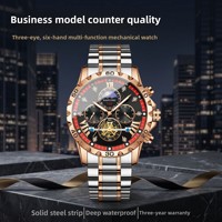 Montre Homme Multifonction Sportive à Quatre Cadrans et Six Aiguilles - Authentique, Qualité Professionnelle, Lumineuse, Bracelet en Acier Inoxydable, Idéale pour le Quotidien