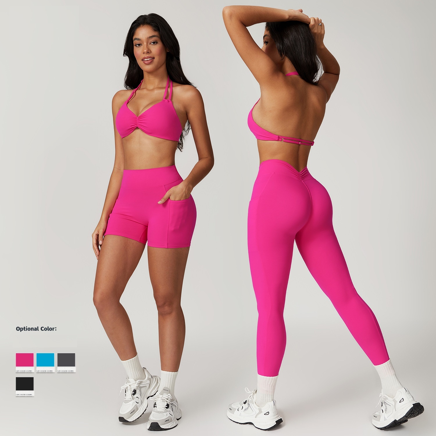 High Quality Gym Fitness Wear Sportswear Quick Drying Bra Leggings Short 3pcs Workout Outfits Yoga Set for Women Gym Fitness Set