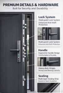Portes <span class=keywords><strong>d</strong></span>'Entrée Principales Extérieures Modernes en Fer, Portes <span class=keywords><strong>de</strong></span> Sécurité en Acier <span class=keywords><strong>pour</strong></span> Maison - Product Image 3