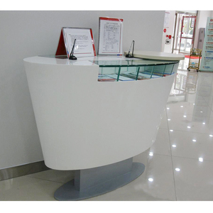 <strong>Customized</strong> <strong>Round</strong> Curved <strong>Square</strong> Shape Reception <strong>Counter</strong> Desk 2 Seat Durable Large Reception Desk for Hotel - Product Image 2