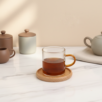 Sous-verre personnalisable en bois de hêtre pour tasses à café et thé, durable, isolant thermique, écologique, uni