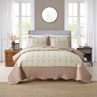 Couvre-lit matelassé en polyester brodé de fleurs Boryard, ensemble de 3 pièces en tailles Full et King, parfait pour la décoration de la maison toute l'année