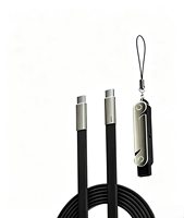 Cable de Carga Rápida de Silicona Trenzada de 240W con Soporte para Teléfono, Cable Cargador Tipo-C 2 en 1 con Adaptador de Soporte