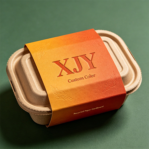 Boîte en carton recyclé avec manchon en papier imprimé rectangulaire gaufré de couleur personnalisée XJY pour contenants alimentaires - Product Image 4