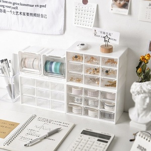 Drawer Plastic Organizer Plastic Desktop Storage Box Makeup Jewelry Drawer Pearl Beads 9 Grids Storage Boxes Plastic Cosmetic Earrings Makeup Container Organizer