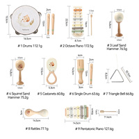 Cross-border Wooden Children's Educational Animal Squirrel Pattern 6-Piece Drum & Percussion Piano & Drum Hammer Music Set
