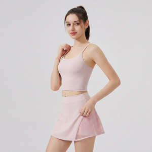 Top Deportivo Corto para Mujer al por Mayor con Cuello Cuadrado, Espalda con Aberturas y Detalle Trenzado, Tirantes Finos, Elástico, Acolchado, para Tenis, Yoga, Pilates - Product Image 4