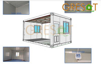 Conteneur mobile de 20 pieds en panneaux sandwich d'acier respirants préfabriqués en kit, design ferme, pour hôtel, bureau, boutique ou villa