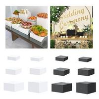 Présentoirs de Buffet Table Cube en Mélaminé et Verre, Grands Étagères pour Aliments en Acrylique Rouge, Or, Noir, Blanc