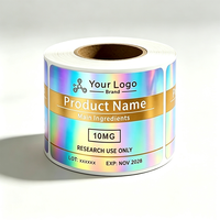 Autocollant en vinyle holographique avec logo personnalisé, imprimé UV, étiquettes d'avertissement de sécurité pour l'emballage des bougies, des parfums et des huiles essentielles