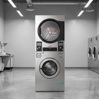 Lave-linge et sèche-linge superposés à monnayeur avec paiement par carte et option de chauffage électrique ou au gaz