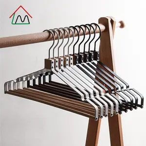 Perchero de metal mágico para ropa, organizador de ropa, perchas de madera para pantalones, venta al por mayor