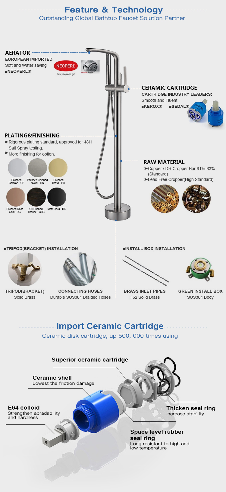 cUPC Approved Bathroom Shower Mixer Floor Standing Tap Matching Stand Bath Tub, Brass Floor Mounted Freestanding Bathtub Faucet