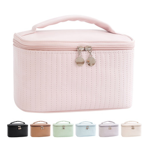 Chất lượng cao PU da trang điểm túi công suất lớn dây kéo xử lý du lịch không thấm nước vẻ đẹp mỹ phẩm Trường hợp với người giữ bàn chải - Product Image 1