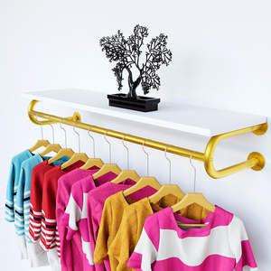 Présentoir autoportant en métal doré Art Déco multifonctionnel - 1 étagère, montage facile, pour magasin de vêtements - Product Image 3